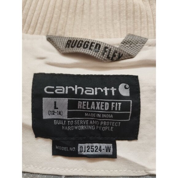 Carhartt Jacket Girls Youth L 12-14 White Canvas Bomber Rugged Flex Full Zip - Picture 5 of 8